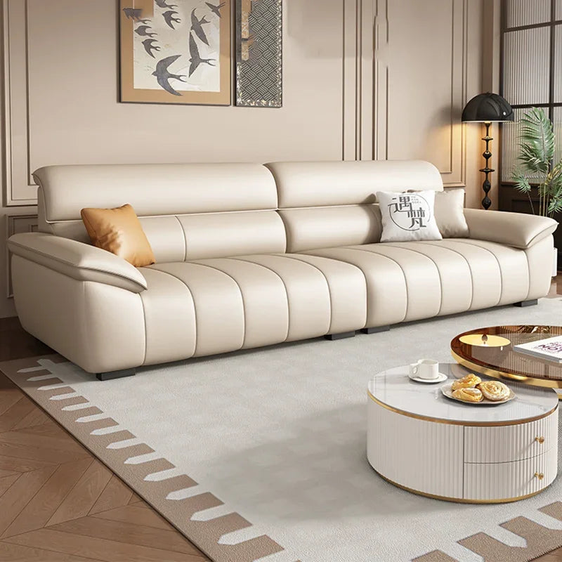 Canapé lounge design en cuir – Italienisches Luxus Wohnzimmersofa aus echtem Leder, moderne et minimaliste