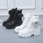 Damen Motorrad Boots im Punk-Stil – Bottines minimalistes avec plateforme, design et design Mary-Jane