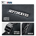 SEPTWOLVES Business Leder Rucksack Herren – Stylischer Monogramm Laptop Rucksack mit Klappe & Kordelzug für Arbeit & Pendeln