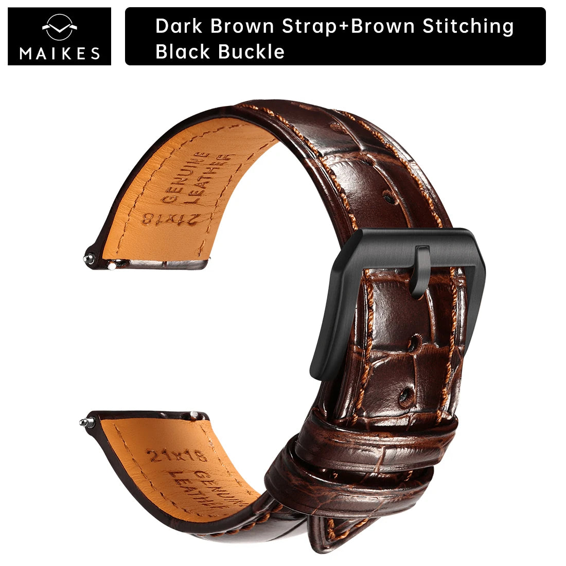 MAIKES Luxus Leder Uhrenarmband mit Quick Release – 20 mm / 21 mm / 22 mm Premium Armband mit Butterfly-Schließe für elegante Armbanduhren