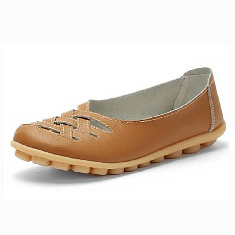 HAJINK Damen Leder Flats – Handgefertigte Loafers, Slip-On Ballerinas aus echtem Rindsleder