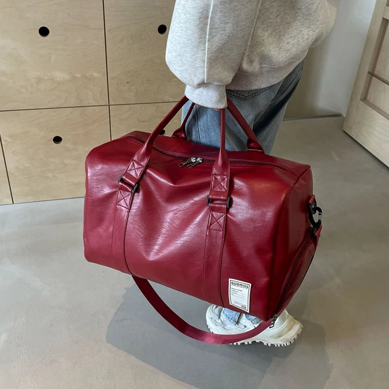 Damen Gym Bag aus PU-Leder – Stilvolle Fitness- & Reisetasche als Duffle, Schulter- und Wochenendtasche mit Schuhfach