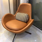 Luxuriöser Nordic Lazy Leder-Einzelsessel mit 360° Drehfunktion – Moderner Relax-Armchair mit Rollen für Wohnzimmer