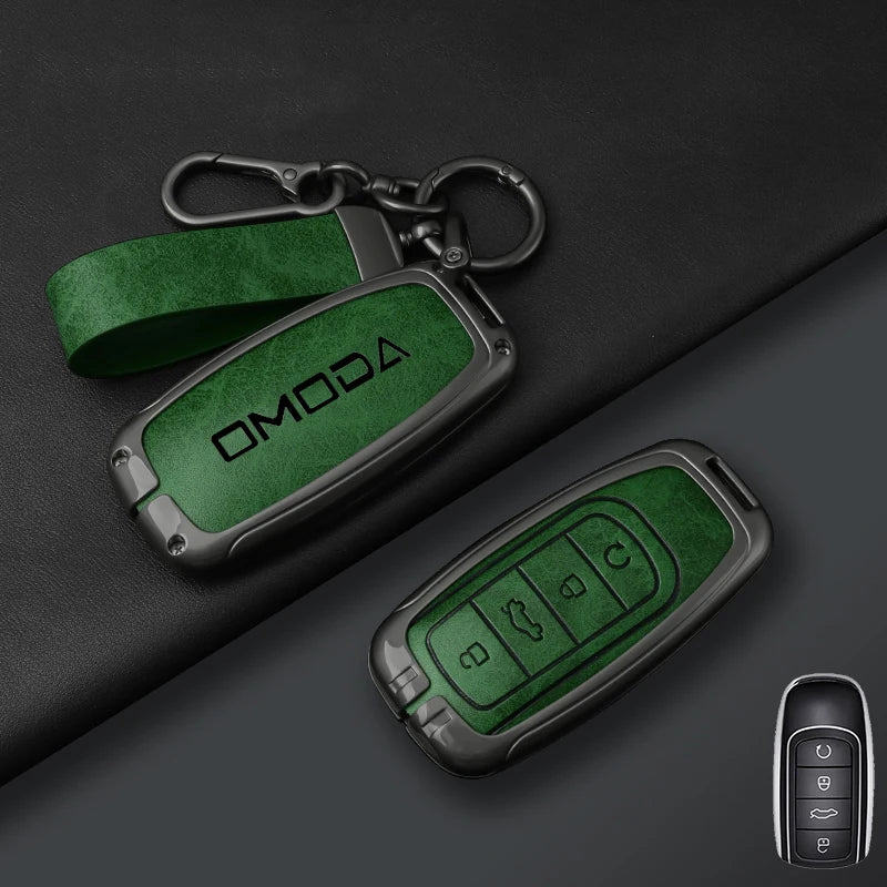 Funda de cuero de metal premium para coche Chery Omoda - Funda para llave para Omoda C5, E5, C9, Omoda 5 y 9 (EV y PHEV 2024-2025)