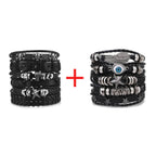 Viking Lederarmband mit Totenkopf – Verstellbares Herren- & Unisex Armband im Neo-Gothic Stil, Geflochtenes Lederarmband