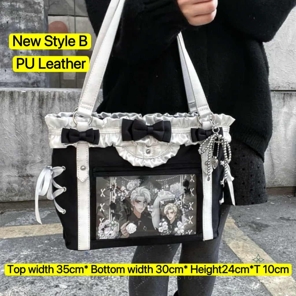 Y2K Ita Bag Damen – Sac fourre-tout transparent et bandoulière au style japonais Lolita, grand sac fourre-tout DIY Display 