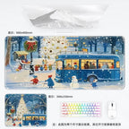 Weihnachtliche XXL PU Leder Schreibtischunterlage - Alfombrilla de ratón con dibujos animados Kawaii para ordenador, teclado y portátil 