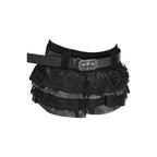 Minirock en cuir PU pour femme de style punk et gothique – Noir Lace Patchwork Rock avec jupe, Y2K Harajuku Minirock pour Streetwear &amp; Club 