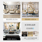 Amerikanisches Luxury Leder Sofa 1-2-3 Kombination – Elegantes Ecksofa aus Echtleder mit Massivholzrahmen für stilvolle Wohnzimmer & Villen