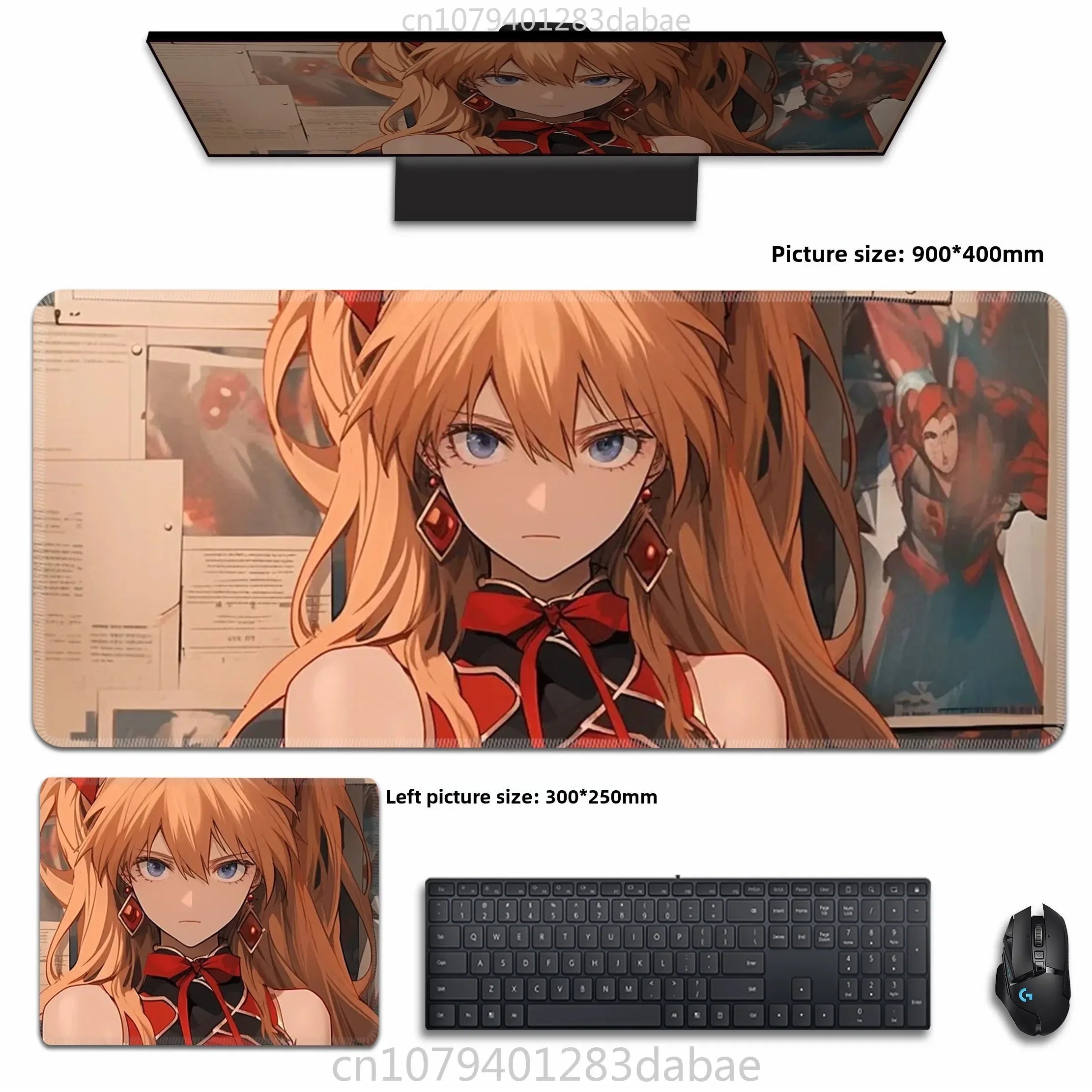 Asuka Langley XXL Anime Schreibtischunterlage aus PU Leder – Wasserdichtes Gaming Mouse Pad im Neon Genesis Evangelion Design