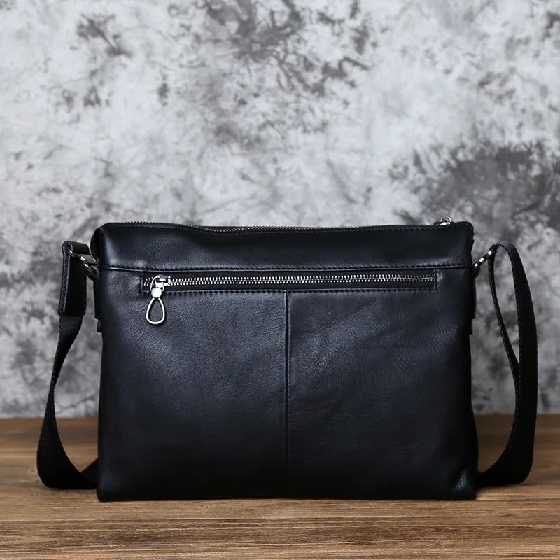 Herren Leder-Umhängetasche – Echtes Rindsleder, Casual Messenger Bag, Horizontal Briefcase für 10" iPad