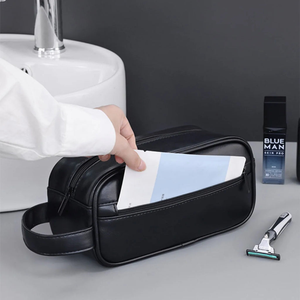 Accessoires culturels d'extérieur pour hommes en cuir PU – Sacs de maquillage pliables et pratiques avec de plus grandes capacités