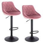 WOLTU Barhocker 2er Set aus PU-Leder oder Samt – Höhenverstellbare &amp; drehbare Tresenhocker mit Rückenlehne, Fußstütze &amp; Chromstahl-Gestell
