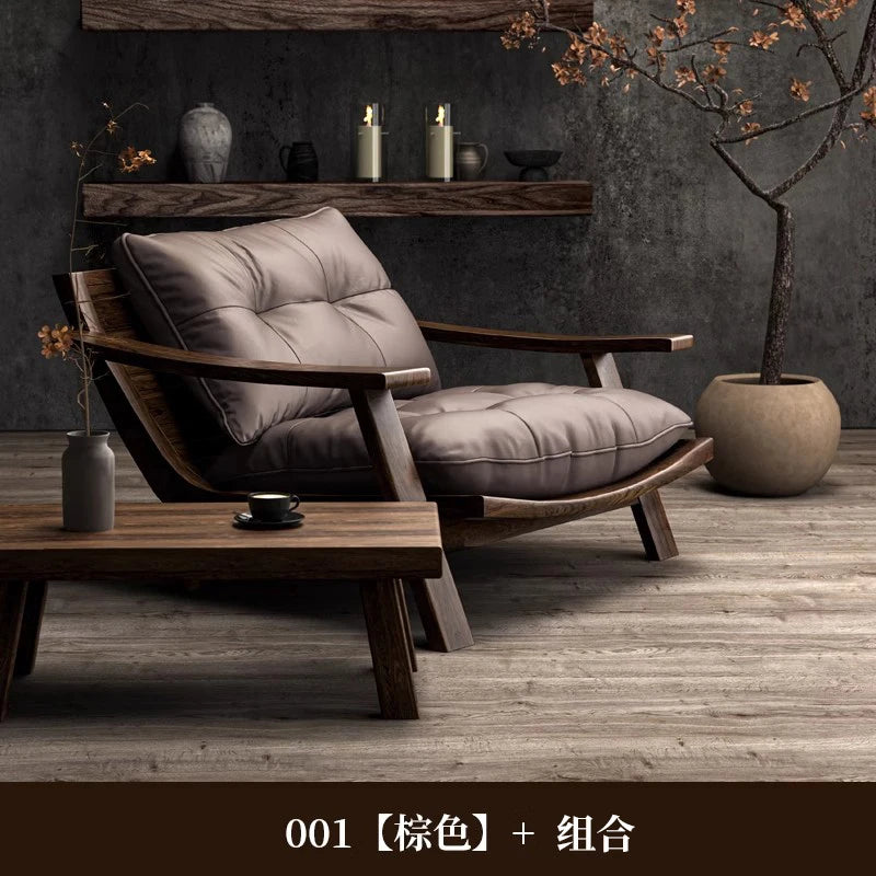 Moderner Leder-Thronsessel mit Armlehnen – Ergonomischer Luxus-Wohnzimmerstuhl aus Massivholz für Salon, Living Room & Entspannung