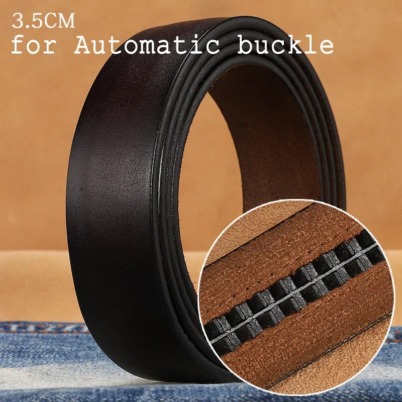 2.8cm 3.0cm 3.3cm 3.5cm 3.8cm Leather Belt Body No Buckle for Smooth Automatic Pin Buckle Belt Strap Without Buckle Men Women