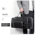 Grand sac de voyage pour hommes en cuir PU blanc – Sac de voyage élégant pour affaires et week-end avec gourde de protection, noir/braun