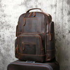 NZPJ Retro Herren Leder Rucksack aus echtem Rindsleder – Großer Vintage Laptop- &amp; Reiserucksack aus Crazy Horse Leder