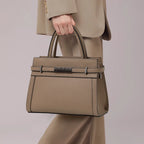 Damen Tote Bag aus echtem Rindsleder – Schlichte Business-Handtasche aus First-Layer Cowhide, elegante Schultertasche für Beruf & Alltag