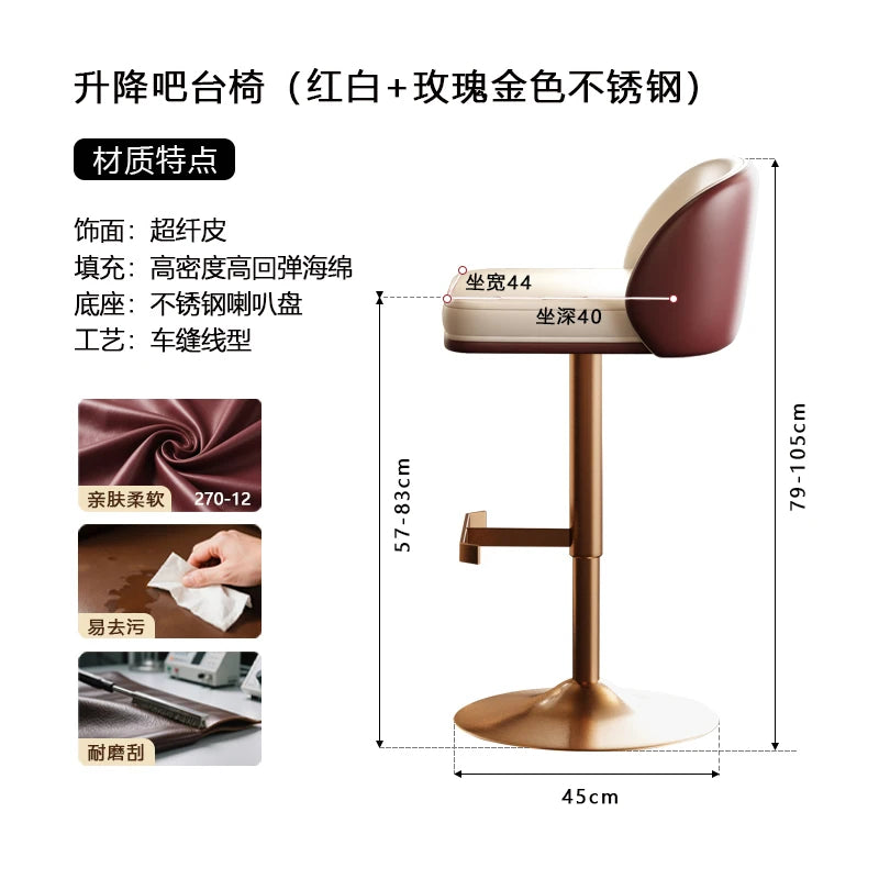 Moderner Barstuhl aus Leder & Metall – Minimalistischer Design-Barhocker in Weiß-Creme für Küche, Bar & Restaurant