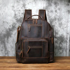 NZPJ Retro Herren Leder Rucksack aus echtem Rindsleder – Großer Vintage Laptop- &amp; Reiserucksack aus Crazy Horse Leder