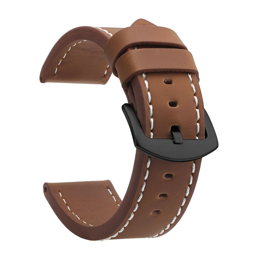 SAMCO Sport Vintage Leder-Uhrenarmband mit Edelstahlschließe - Correa de reloj clásica 18 / 20 / 22 / 24 mm para brazaletes