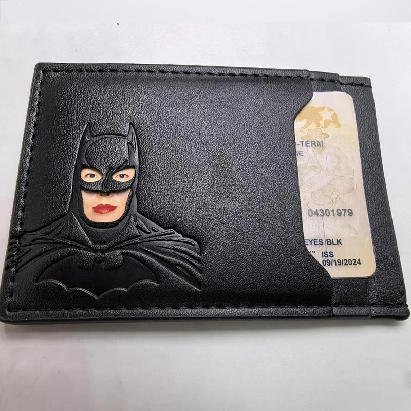 Leder Kartenetui mit Superhelden-Maske – Kompakte Bat Wallet mit Reißverschluss für Karten & Ausweis | Stylisches Geschenk für Fans
