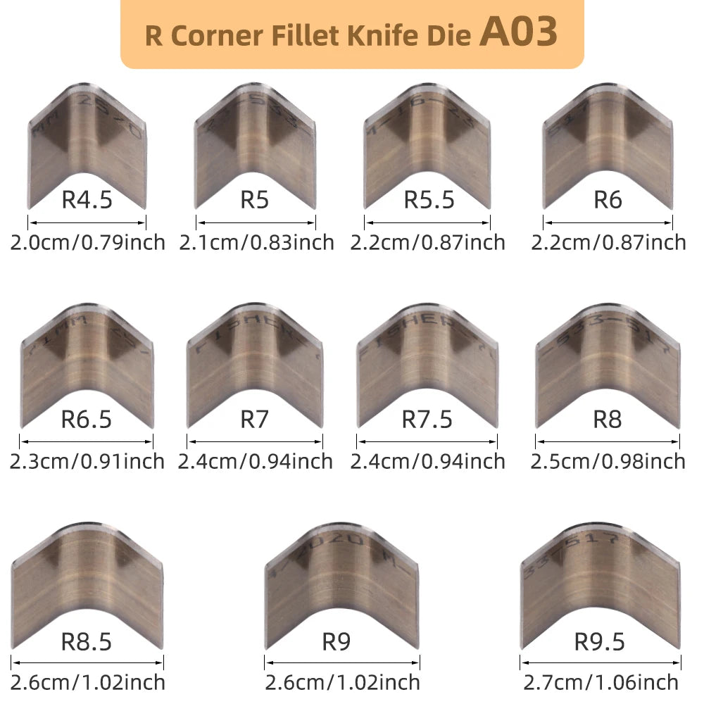 QJH Kit de poinçons en cuir – Outils de poinçonnage d'angle haut de gamme en acier au carbone pour outils à main, couteaux et sacs (R2–R18)