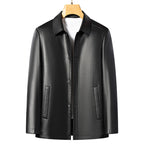 Herren Echtledermantel aus Schafsleder – Eleganter Business- & Casual Ledercoat mit Knopfleiste für Frühling & Herbst