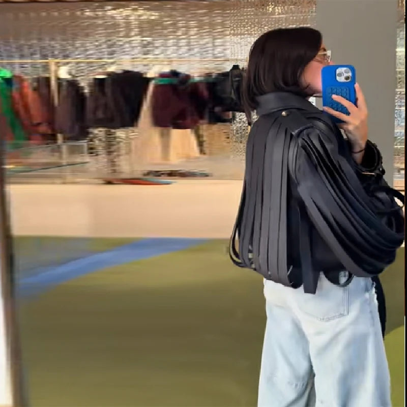 Damen Oversize Kunstleder Jacke 2025 – Chic High-Street Lederoptik mit Reverskragen, Gürtel & Reißverschluss, Retro Streetwear Mantel