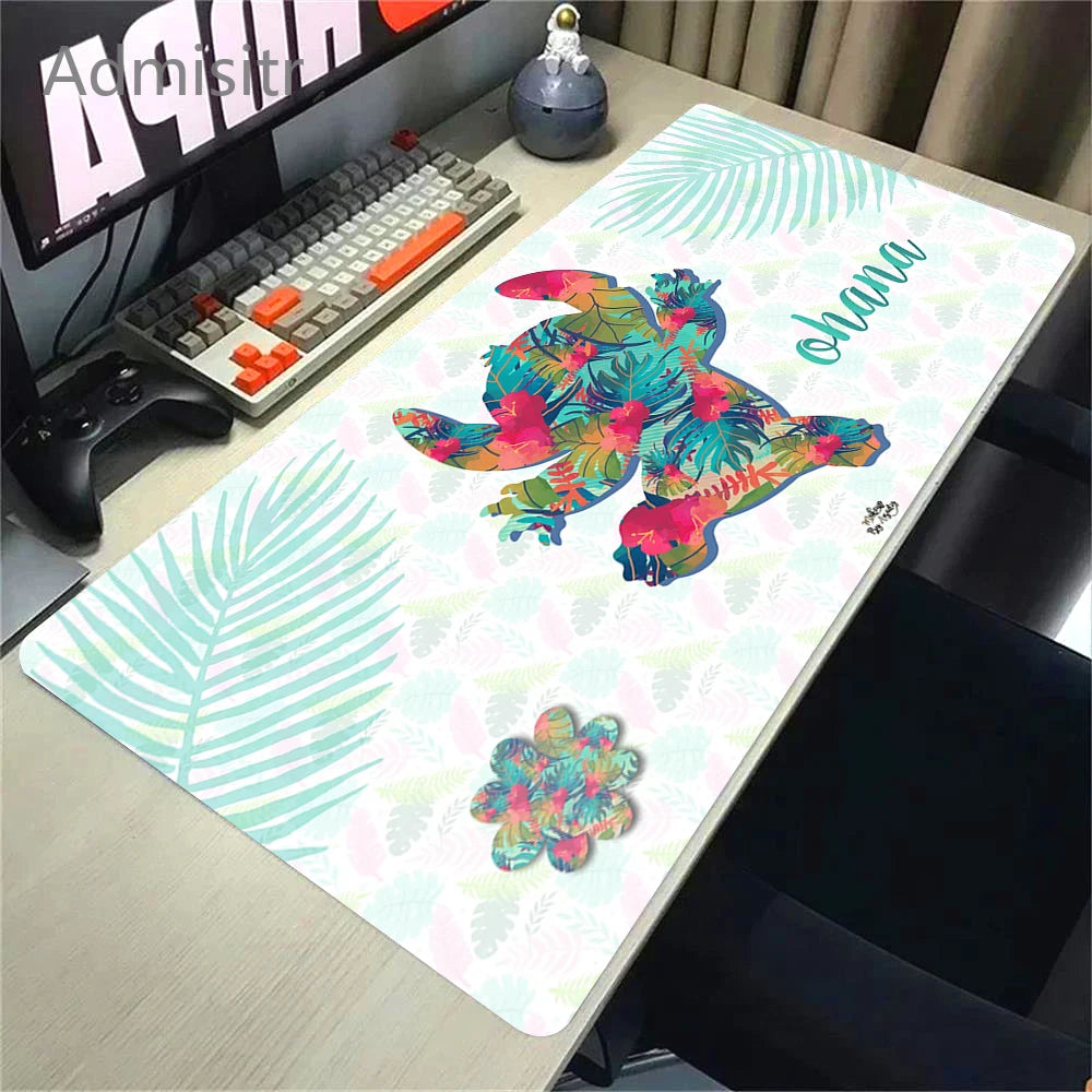 Tapis de souris en cuir HD Kawaii Anime Stitch – Grand tapis de souris de jeu avec protection anti-français, protection de l'environnement et protection manuelle en cuir PU