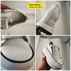 Fujin Damen Plateau Sneaker aus Echtleder – 7 cm Wedge Sneakers mit Schnürung | Komfortable Leder Plattform-Schuhe für Frauen