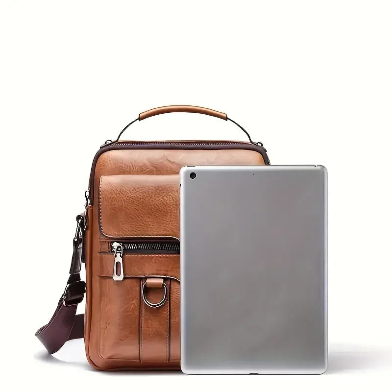 Herren Umhängetasche für 9,7" iPad – PU-Leder Crossbody Bag, Business & Reise, Modischer Messenger Bag
