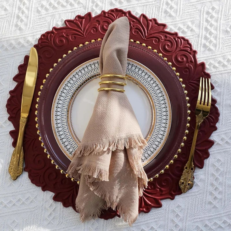 Runde schwarze Kunstleder Tischsets – Geprägte Luxus-Platzmatten, wasserdicht & rutschfest für Esstisch, Café & Küche (1/2/6 Stück)