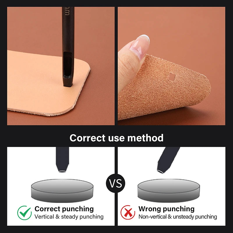 WUTA Basic Rechteck Lederstanzer – Quadratischer & Oblonger Hohlstanzer aus Carbonstahl für Gürtel, Riemen & Uhrenarmbänder