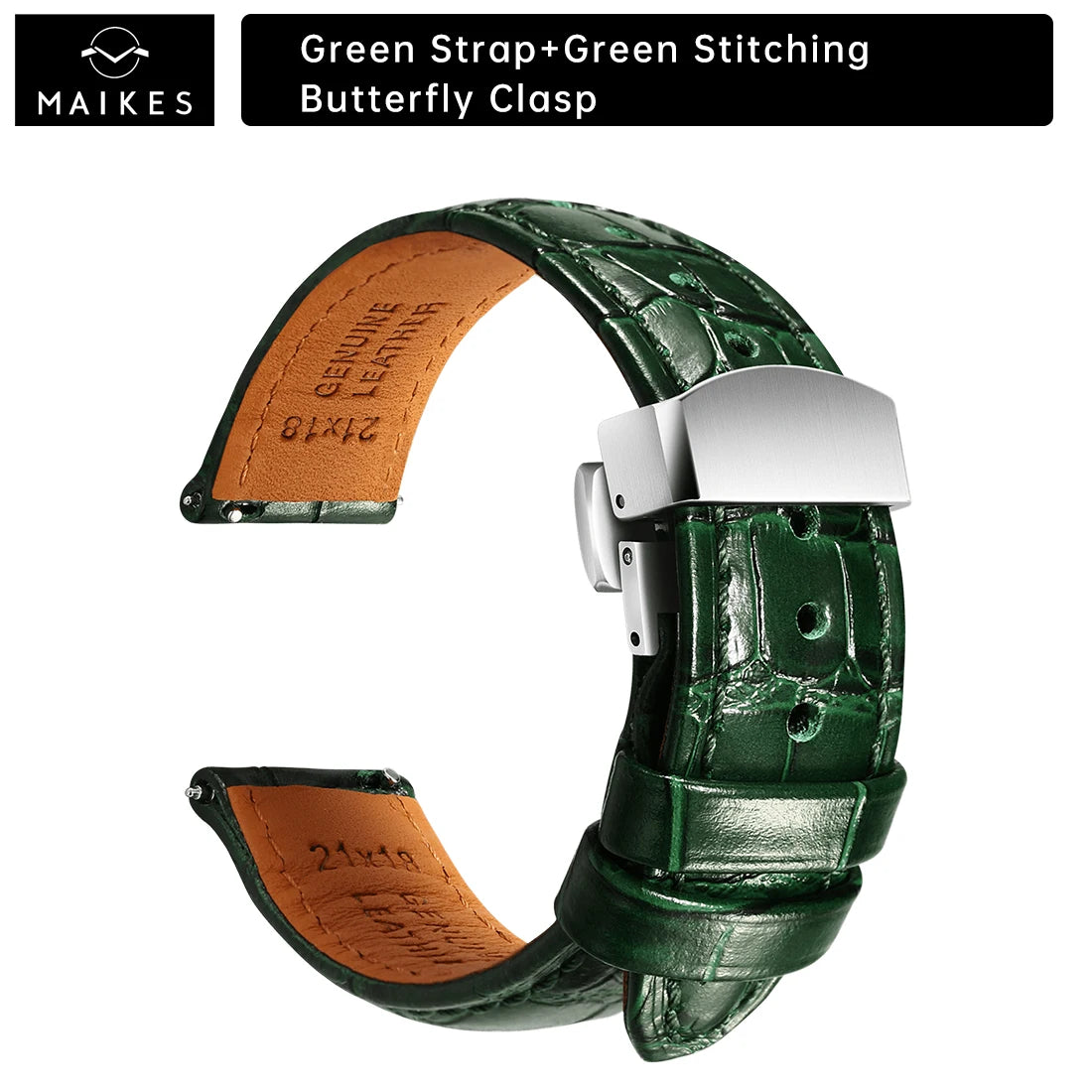 MAIKES Luxus Leder Uhrenarmband mit Quick Release – 20 mm / 21 mm / 22 mm Premium Armband mit Butterfly-Schließe für elegante Armbanduhren