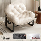 Moderner Leder-Relaxsessel mit Armlehnen & Fußhocker – Minimalistischer Single Sofa Chair in Weiß für Wohnzimmer, Balkon & Meditation