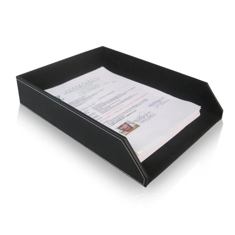 Business A4 Leder Dokumentenablage – Stapelbare PU Leder Schreibtischablage für Büro, Akten & Unterlagen