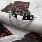 Gargantilla Harajuku Punk con cuero de PU negro – Banda gótica con ganchos para mujer y popa