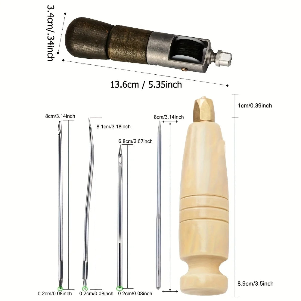 DIY Leder Nähhorn Set 24-teilig – Lederhandwerkzeug für Schnelles Nähen, Reparatur & Handwerk