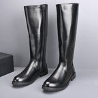 RAINTAKI Herren High-Top Leder Boots – Motorrad- & Streetstyle Ankle Boots, Echtes Rindsleder, Runde Zehen, Größen 37-46