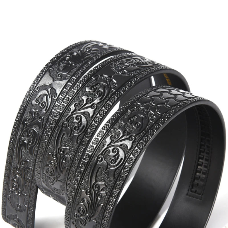 Luxuriöser Herren Ledergürtel mit Automatikverschluss – Schwarz Braun