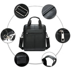 LUKZIJAES Herren Leder-Messenger Bag – Verstellbare Schultertasche & Crossbody Bag für Arbeit, Business und Reisen