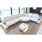 Modernes U-Form LED Leder-Ecksofa mit App-Steuerung – Multifunktionales Schlafsofa mit Stauraum, individuell konfigurierbare Wohnlandschaft