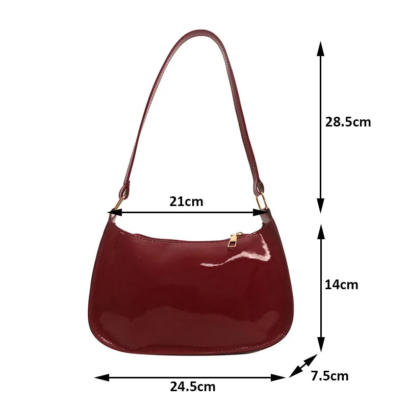 Retro PU-Leder Schultertasche für Damen – Modische Unterarmtasche in Einfarbig, Leichte Handbag