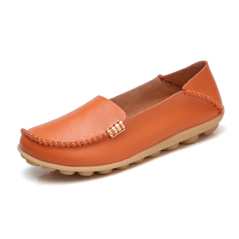 KUIDFAR Damen Flats 2024 – Bequeme Slip-On Loafers aus echtem Leder, Soft Moccasins für Alltag und Freizeit, Plus Size