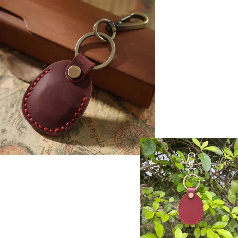 Retro AirTag Schutzhülle aus PU-Leder mit Schlüsselring – Hochwertiges Case für Apple AirTag, stoßfest & kratzgeschützt