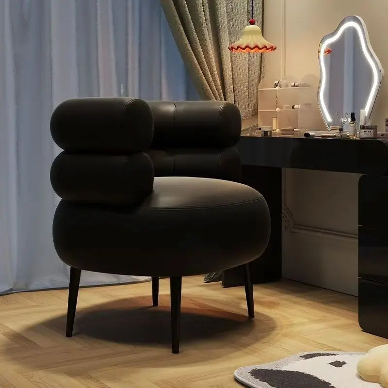 Moderner Leder Accent Chair mit geschwungener Rückenlehne – Lazy Sofa Chair aus echtem Wachsleder, haustierfreundlicher Relaxstuhl für Wohnzimmer &amp; Schlafzimmer