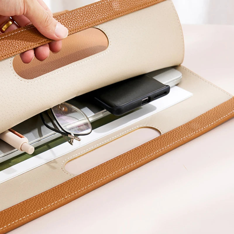 A4 PU Leder Dokumententasche mit Magnetverschluss – Organizador de oficina robusto y bolsa para tableta 32×34 cm 