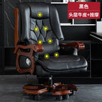 Business Burostuhl aus Leder mit Massagefunktion – Verstellbarer Executive Drehstuhl mit Liegefunktion &amp; Armlehnen for Büro &amp; Homeoffice