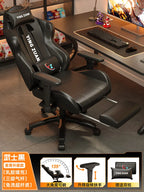 Ergonomischer Bürostuhl aus Leder mit Fußstütze & Rückenlehne – Höhenverstellbarer Drehstuhl mit Armlehnen & Rollen für Homeoffice & Büro